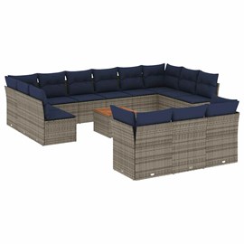 Maison exclusive - salon de jardin avec coussins 14 pcs gris résine tressée