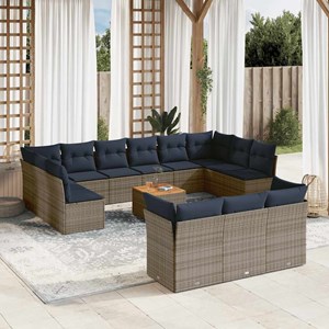 Maison exclusive - salon de jardin avec coussins 14 pcs gris résine tressée