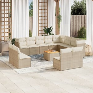 Maison exclusive - salon de jardin avec coussins 13 pcs beige résine tressée