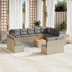 Maison exclusive - salon de jardin et coussins 13 pcs mélange beige résine tress