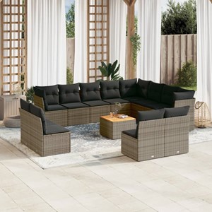 Maison exclusive - salon de jardin avec coussins 13 pcs gris résine tressée