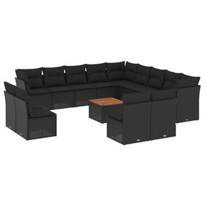 Maison exclusive - salon de jardin avec coussins 14 pcs noir résine tressée