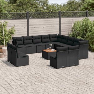 Maison exclusive - salon de jardin avec coussins 14 pcs noir résine tressée