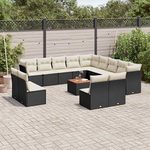 Maison exclusive - salon de jardin avec coussins 14 pcs noir résine tressée