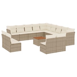 Maison exclusive - salon de jardin avec coussins 14 pcs beige résine tressée