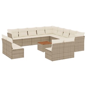 Maison exclusive - salon de jardin avec coussins 14 pcs beige résine tressée