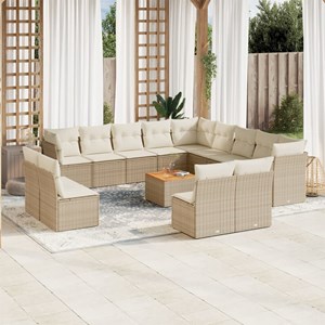 Maison exclusive - salon de jardin avec coussins 14 pcs beige résine tressée
