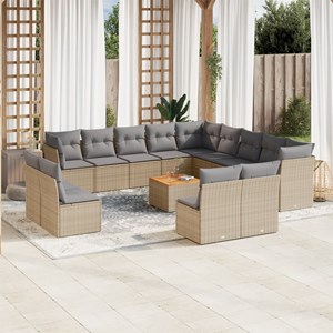 Maison exclusive - salon de jardin et coussins 14 pcs mélange beige résine tress