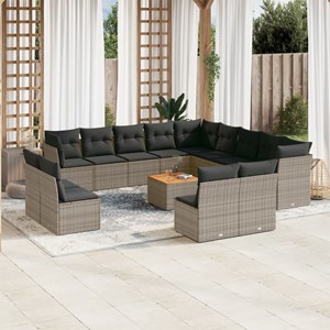 Maison exclusive - salon de jardin avec coussins 14 pcs gris résine tressée