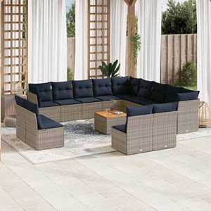 Maison exclusive - salon de jardin avec coussins 14 pcs gris résine tressée