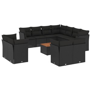 Maison exclusive - salon de jardin 12 pcs avec coussins noir résine tressée