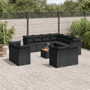 Maison exclusive - salon de jardin 12 pcs avec coussins noir résine tressée