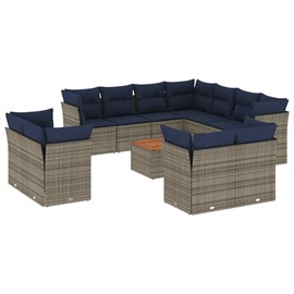 Maison exclusive - salon de jardin avec coussins 12 pcs gris résine tressée