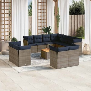 Maison exclusive - salon de jardin avec coussins 12 pcs gris résine tressée