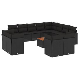 Maison exclusive - salon de jardin avec coussins 13 pcs noir résine tressée