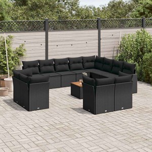 Maison exclusive - salon de jardin avec coussins 13 pcs noir résine tressée