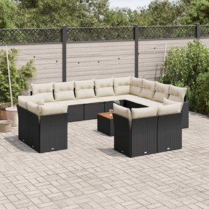 Maison exclusive - salon de jardin avec coussins 13 pcs noir résine tressée