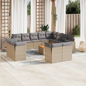 Maison exclusive - salon de jardin et coussins 13 pcs mélange beige résine tress