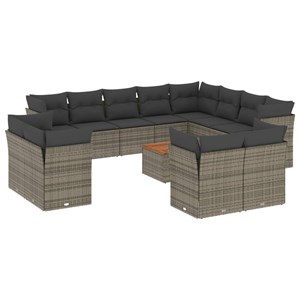 Maison exclusive - salon de jardin avec coussins 13 pcs gris résine tressée
