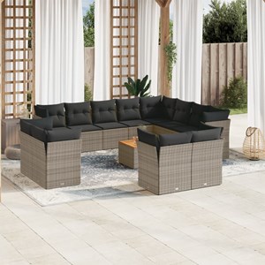 Maison exclusive - salon de jardin avec coussins 13 pcs gris résine tressée