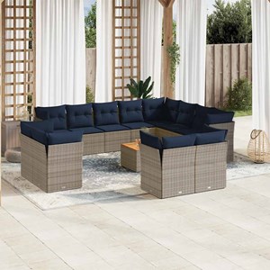 Maison exclusive - salon de jardin avec coussins 13 pcs gris résine tressée