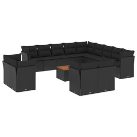 Maison exclusive - salon de jardin avec coussins 14 pcs noir résine tressée