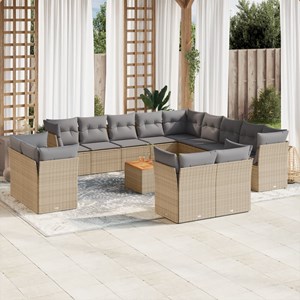 Maison exclusive - salon de jardin et coussins 14 pcs mélange beige résine tress