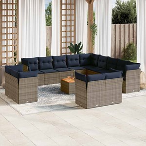 Maison exclusive - salon de jardin avec coussins 14 pcs gris résine tressée