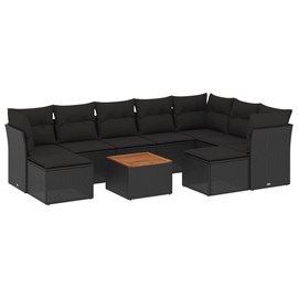 Maison exclusive - salon de jardin 10 pcs avec coussins noir résine tressée