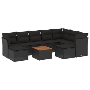 Maison exclusive - salon de jardin 10 pcs avec coussins noir résine tressée