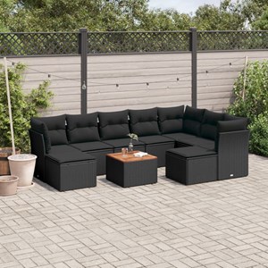 Maison exclusive - salon de jardin 10 pcs avec coussins noir résine tressée