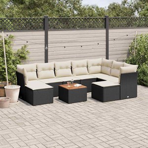Maison exclusive - salon de jardin 10 pcs avec coussins noir résine tressée