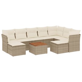 Maison exclusive - salon de jardin avec coussins 10 pcs beige résine tressée