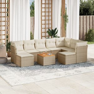 Maison exclusive - salon de jardin avec coussins 10 pcs beige résine tressée