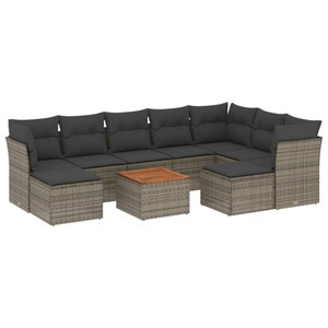 Maison exclusive - salon de jardin avec coussins 10 pcs gris résine tressée