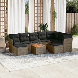 Maison exclusive - salon de jardin avec coussins 10 pcs gris résine tressée