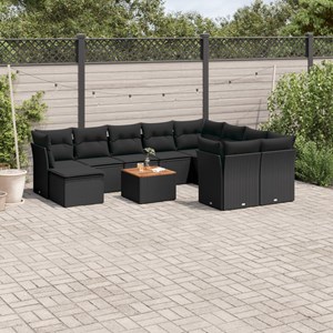 Maison exclusive - salon de jardin 11 pcs avec coussins noir résine tressée