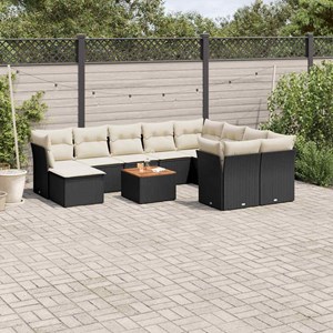 Maison exclusive - salon de jardin 11 pcs avec coussins noir résine tressée