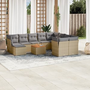 Maison exclusive - salon de jardin et coussins 11 pcs mélange beige résine tress