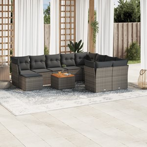 Maison exclusive - salon de jardin 11 pcs avec coussins gris résine tressée
