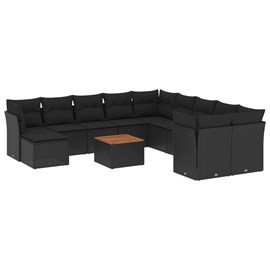 Maison exclusive - salon de jardin 12 pcs avec coussins noir résine tressée