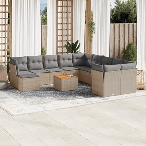 Maison exclusive - salon de jardin et coussins 12 pcs mélange beige résine tress
