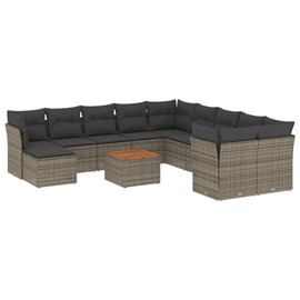 Maison exclusive - salon de jardin avec coussins 12 pcs gris résine tressée