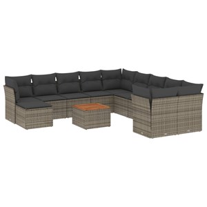 Maison exclusive - salon de jardin avec coussins 12 pcs gris résine tressée