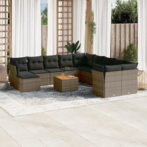 Maison exclusive - salon de jardin avec coussins 12 pcs gris résine tressée