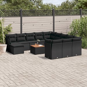 Maison exclusive - salon de jardin avec coussins 13 pcs noir résine tressée