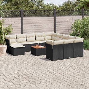 Maison exclusive - salon de jardin avec coussins 13 pcs noir résine tressée