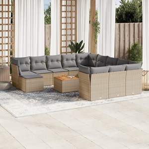 Maison exclusive - salon de jardin et coussins 13 pcs mélange beige résine tress