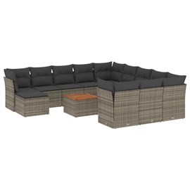Maison exclusive - salon de jardin avec coussins 13 pcs gris résine tressée