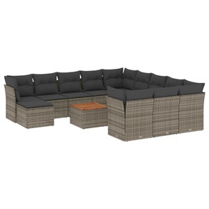 Maison exclusive - salon de jardin avec coussins 13 pcs gris résine tressée